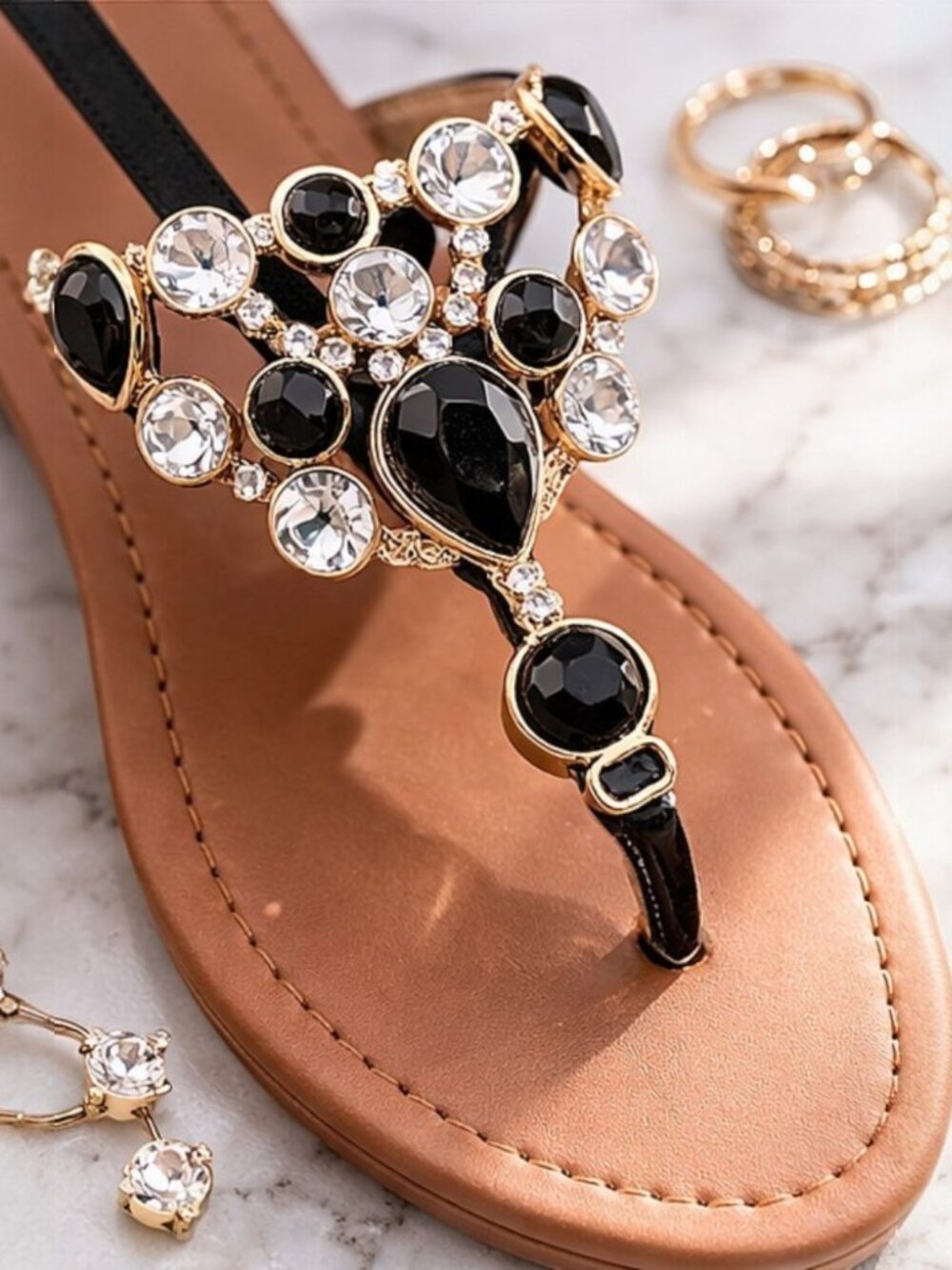 Top Moda Wholesale Gemstone T-Strap Sandals β 3 Pair Bundles - Picture 4 of 5